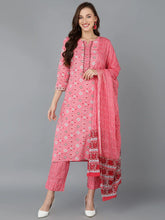 Women Cotton Geometric Printed Kurta Trousers-VKSKD1147A